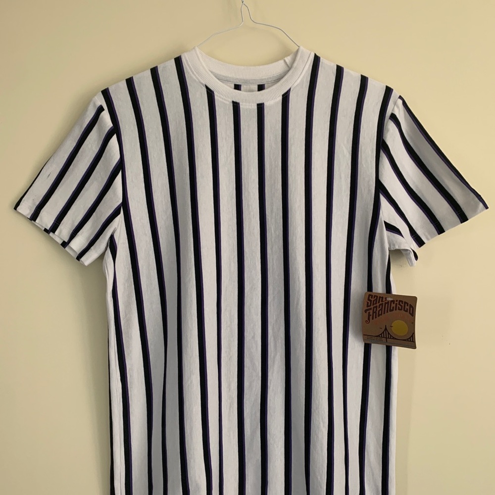 Black and purple striped shirt